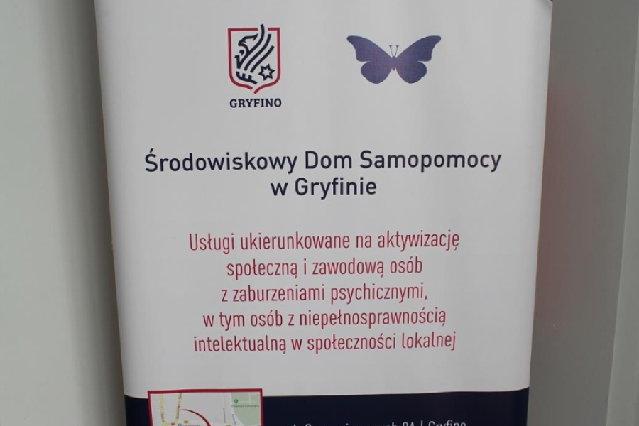 Tablica informacyjna Środowiskowego Domu Samopomocy w Gryfinie